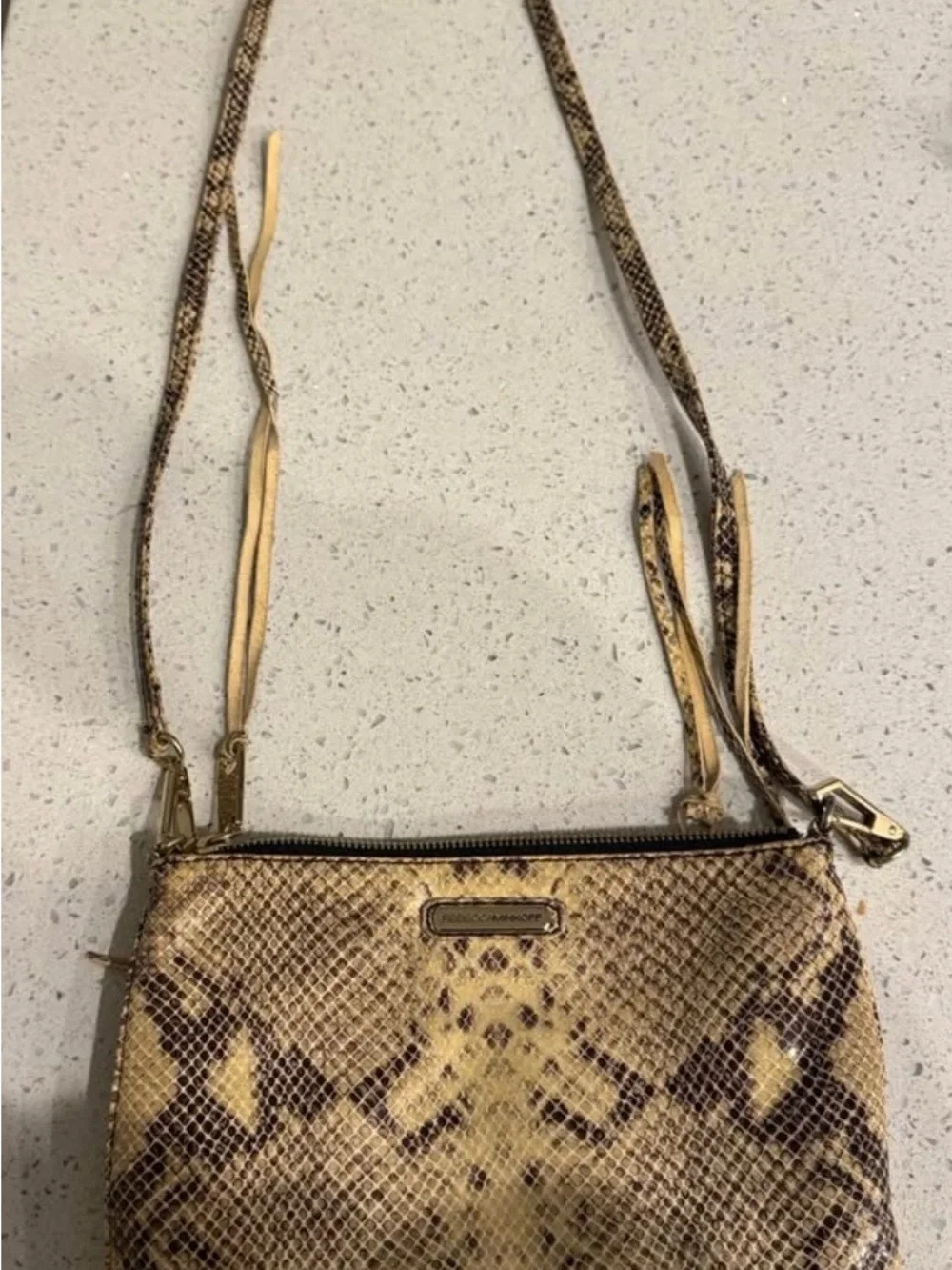 Rebecca Minkoff Mini 5 Zip Python Crossbody Bag Tassel Snakeskin